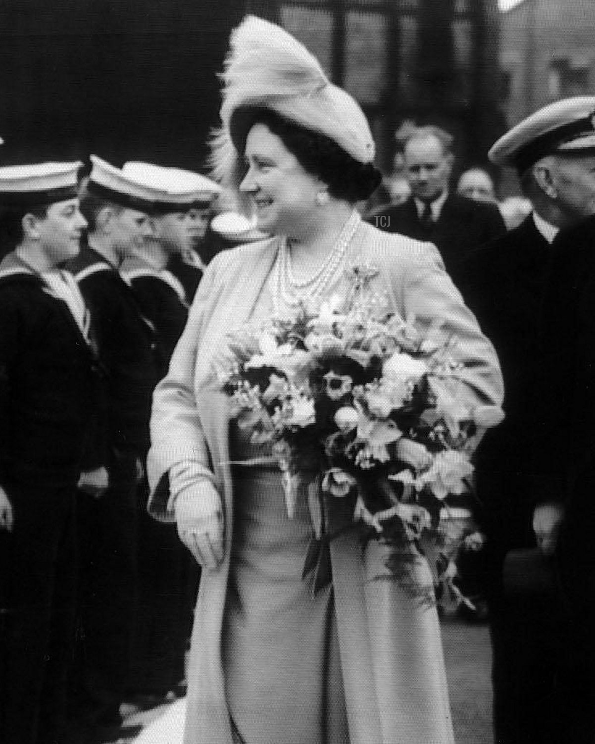 Queen Mother at the Launch of the Ark Royal May 1950