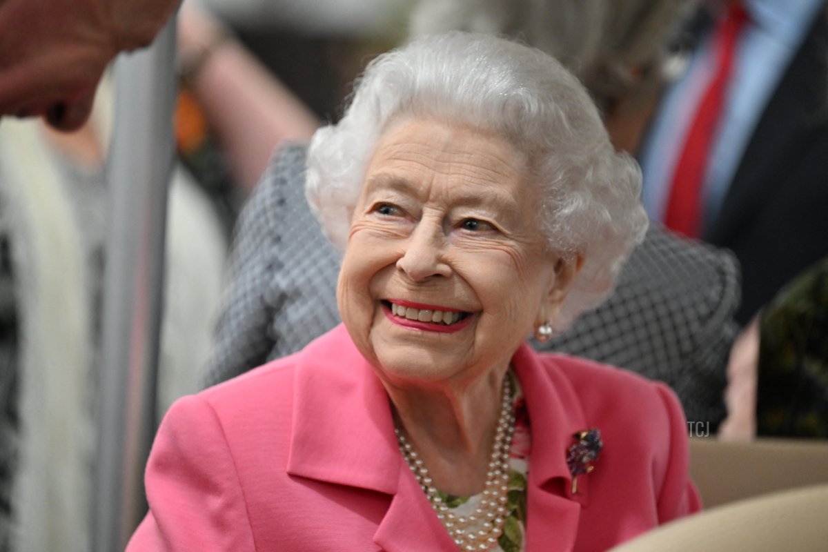 Britain's Queen Elizabeth II smiles during a visit to the 2022 RHS Chelsea Flower Show in London on May 23, 2022