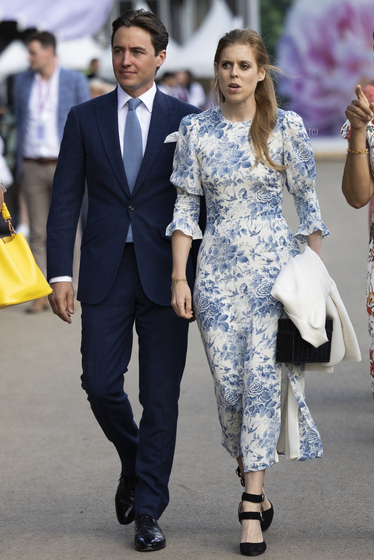 Princess Beatrice and her husband, Edoardo Mapelli Mozzi are given a tour during a visit to The Chelsea Flower Show 2022 at the Royal Hospital Chelsea on May 23, 2022 in London, England