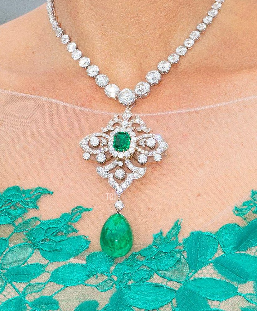 Queen Maxima of the Netherlands arrives at Aras an Uachtarain, the presidential palace in Dublin, on June 12, 2019