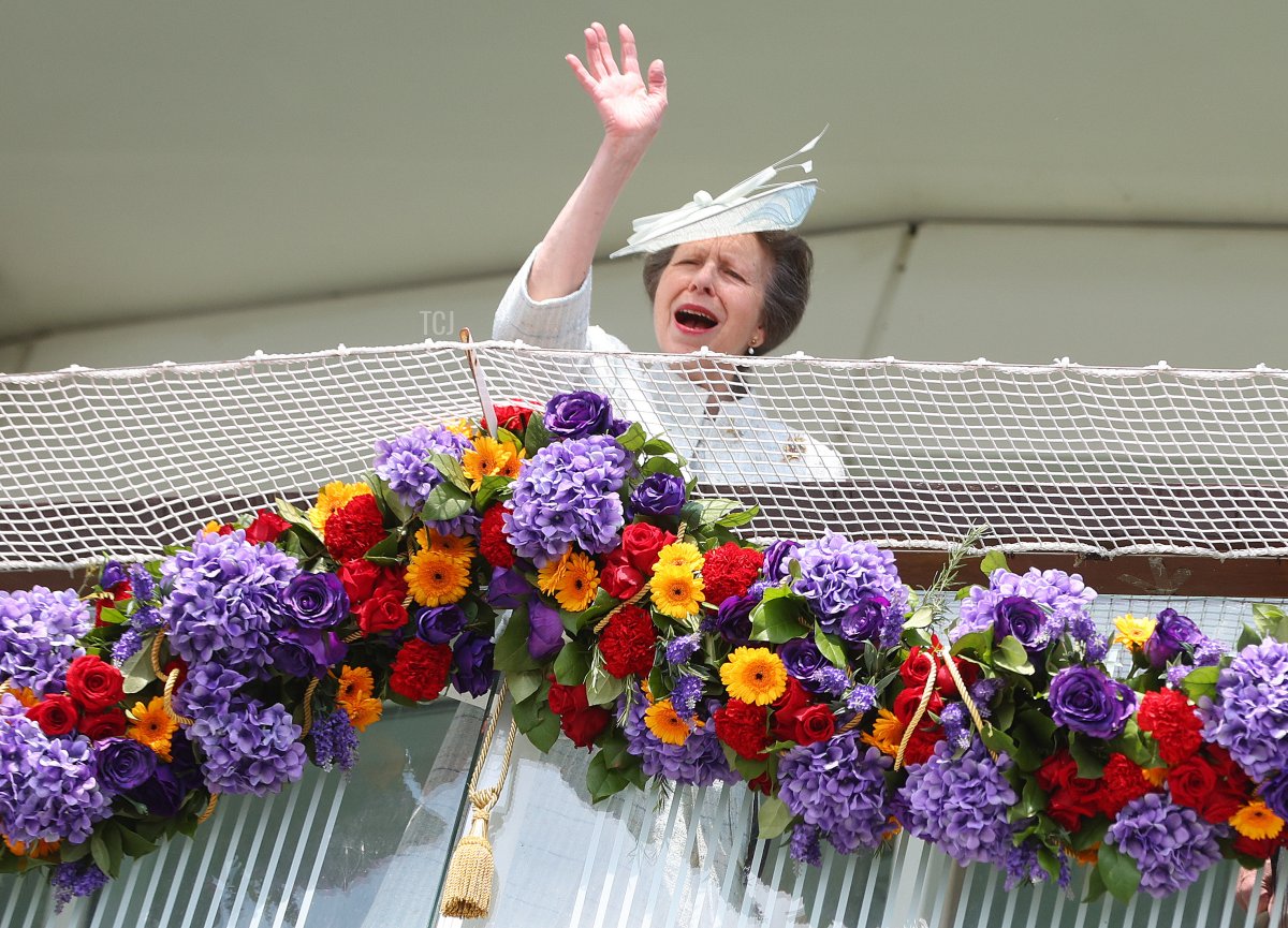 Princess Anne, the Princess Royal, is pictured during Cazoo Derby meeting at Epsom Racecourse on June 04, 2022 in Epsom, England