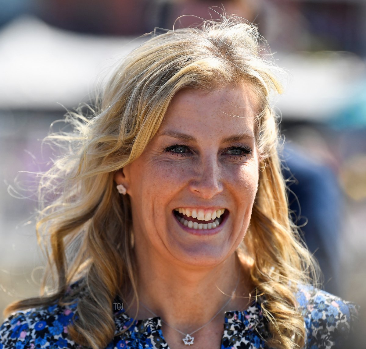 Sophie, Countess of Wessex smiles as she arrives to attend celebrations marking the Platinum Jubilee of Britain's Queen Elizabeth on June 4, 2022 in Bangor, United Kingdom