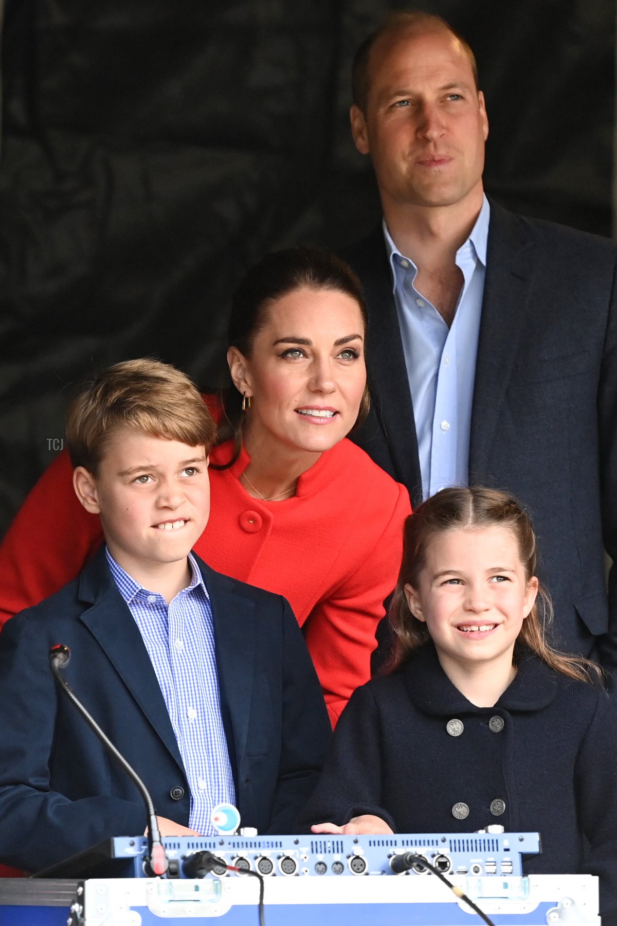 Prince William, Duke of Cambridge, Prince George of Cambridge, Princess Charlotte of Cambridge and Catherine, Duchess of Cambridge during a visit to Cardiff Castle on June 04, 2022 in Cardiff, Wales