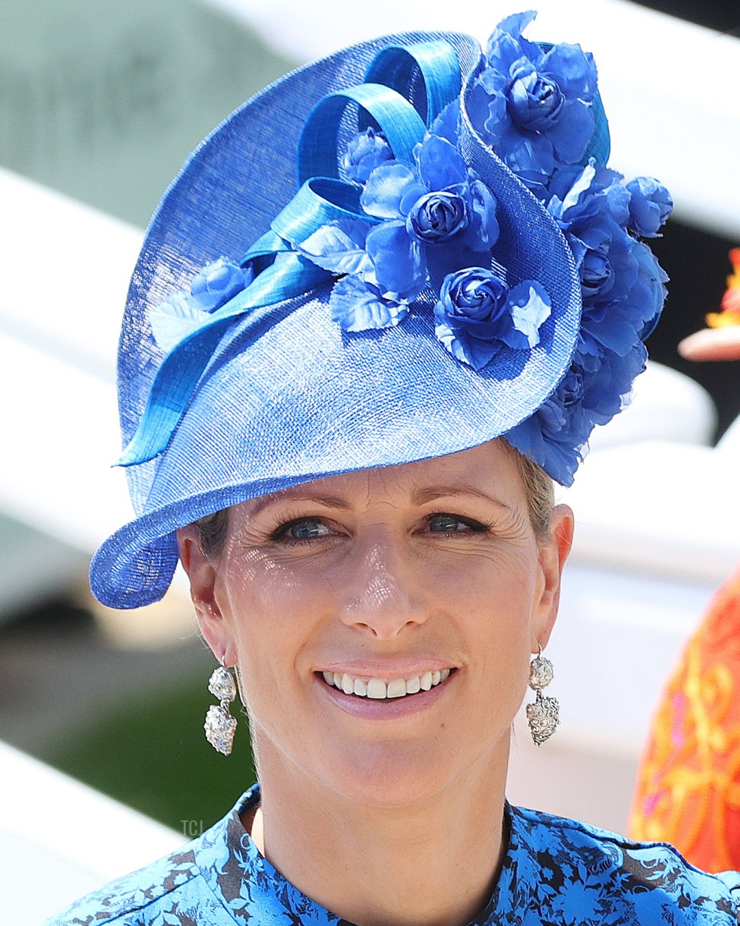 Zara Tindall is pictured during Cazoo Derby meeting at Epsom Racecourse on June 04, 2022 in Epsom, England