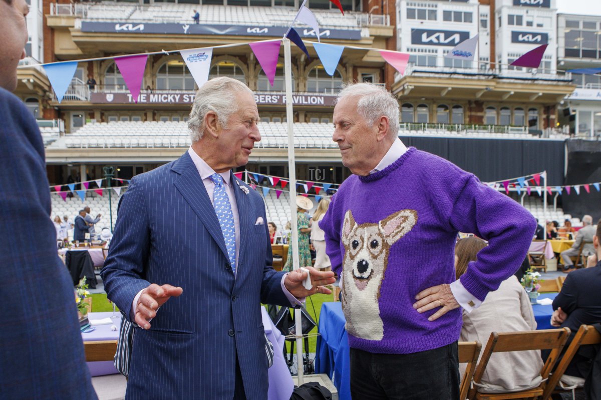 Prince Charles, Prince Of Wales, greets attendees during a Big Jubilee Lunch at The Oval on June 5, 2022 in London, England