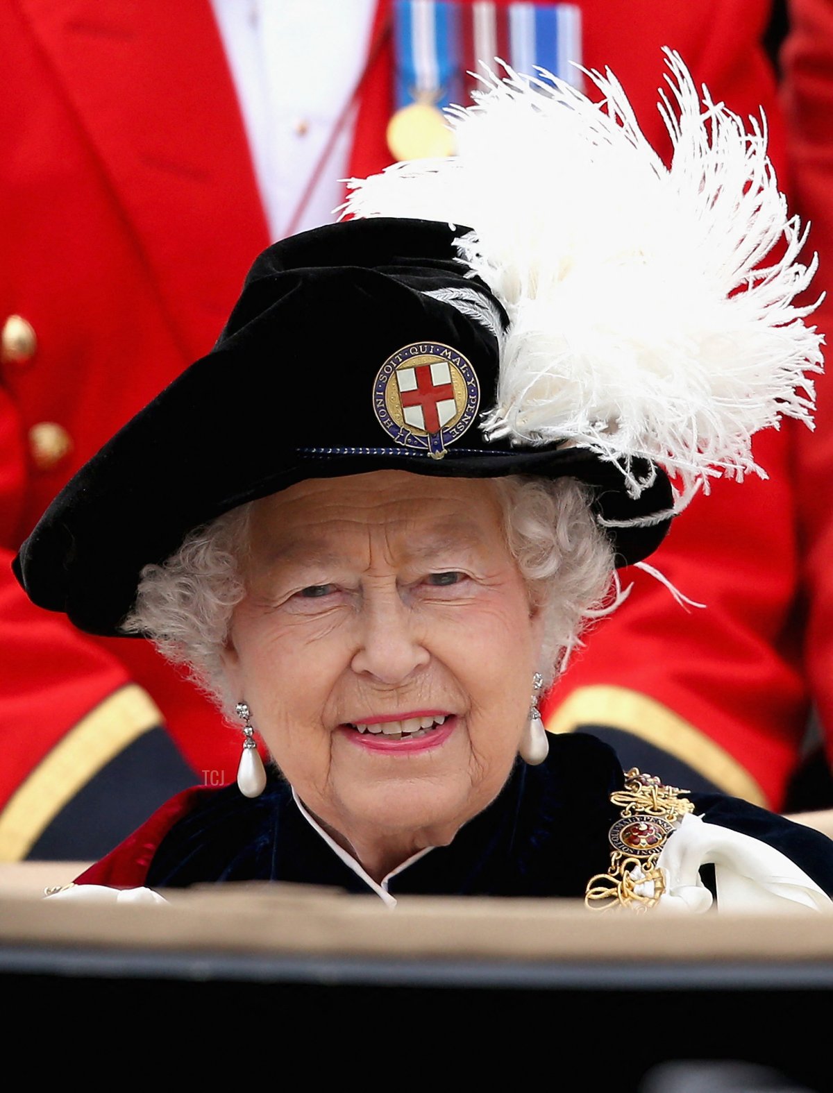 Britain's Queen Elizabeth II leaves after attending the Most Noble Order of the Garter Ceremony at Windsor Castle in southern England, on June 15, 2015
