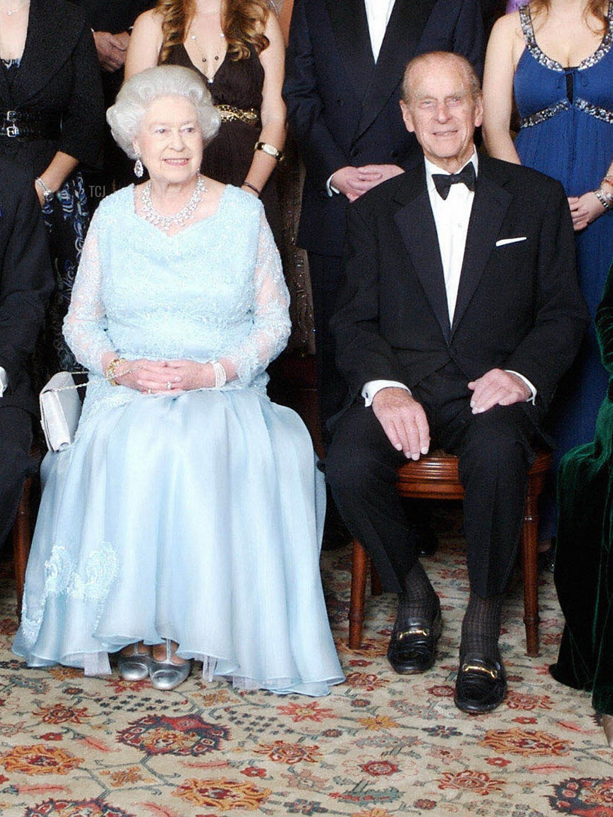 Britain's Queen Elizabeth II (Front Row 3rd L) and Prince Philip (Front Row 3rd R) are joined at Clarence House in London by family members on the occasion of a dinner hosted by HRH The Prince of Wales and HRH The Duchess of Cornwall to mark the forthcoming Diamond Wedding Anniversary of The Queen and The Duke, 18 November 2007