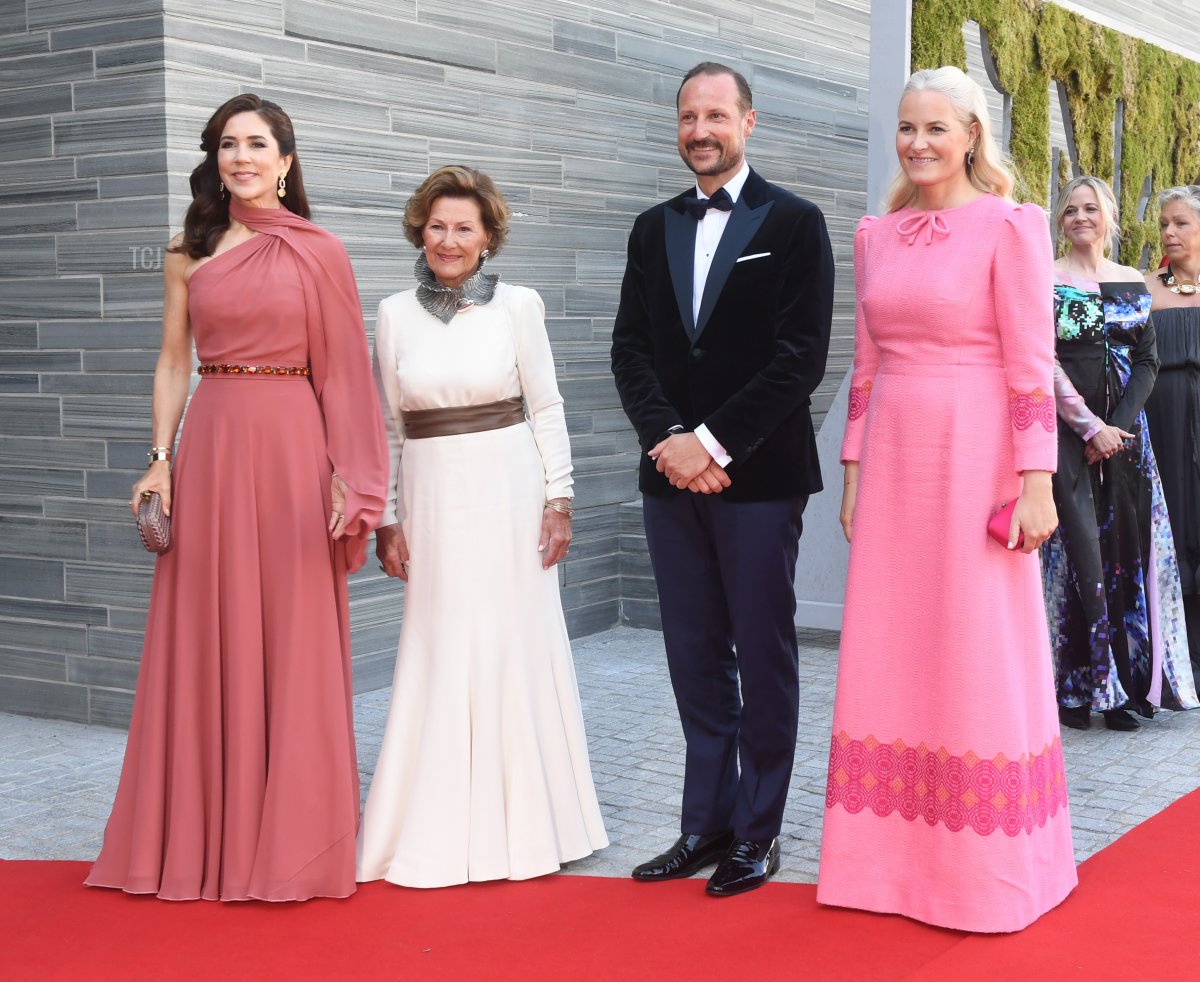 Crown Princess Mary, Queen Sonja, Crown Prince Haakon and Crown Princess Mette-Marit attend an official dinner in conjunction with the opening of the new National Museum on June 10, 2022 in Oslo, Norway