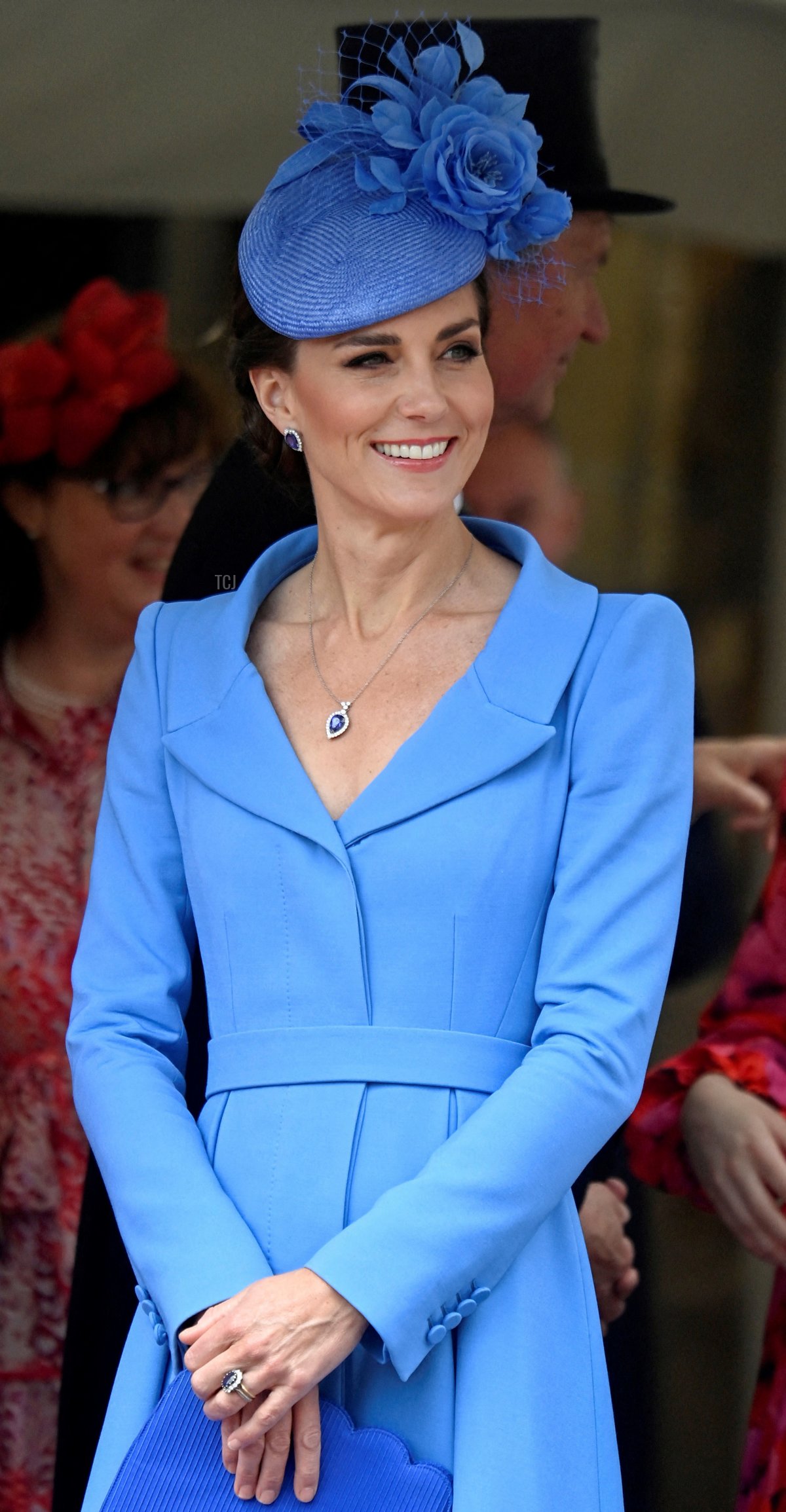 Britain's Catherine, Duchess of Cambridge, arrives at St George's Chapel to attend the Most Noble Order of the Garter Ceremony in Windsor Castle in Windsor, west of London on June 13, 2022