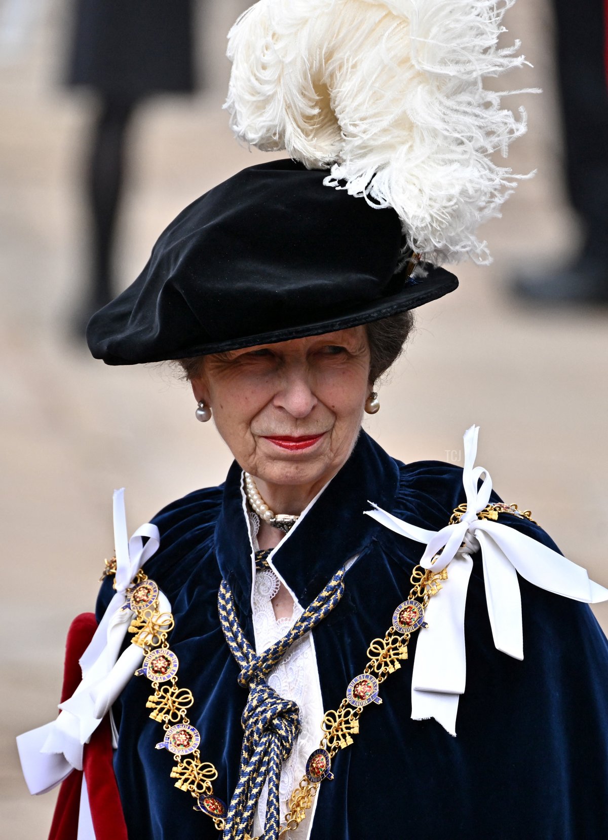 Britain's Princess Anne, Princess Royal, arrives at St George's Chapel to attend the Most Noble Order of the Garter Ceremony in Windsor Castle in Windsor, west of London on June 13, 2022