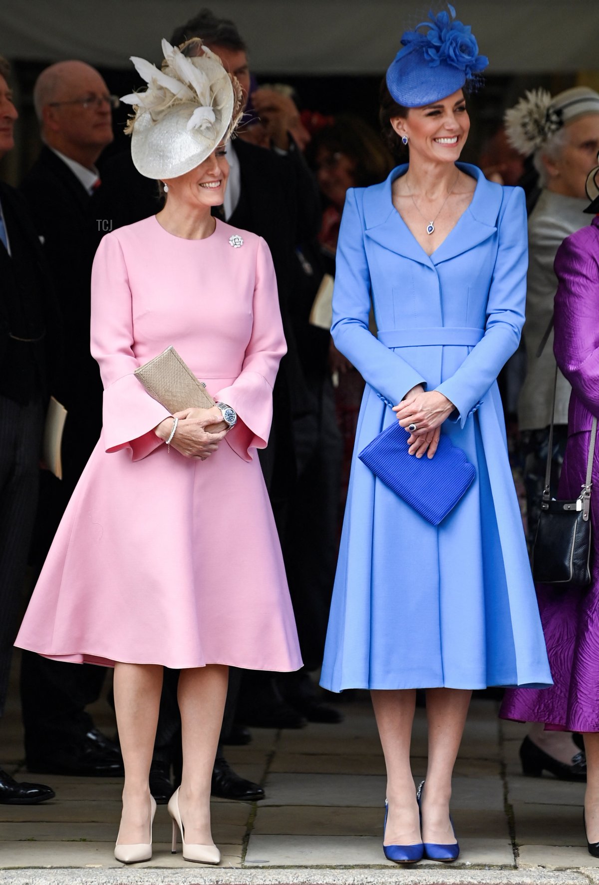 Catherine, Duchess of Cambridge (R) and Sophie, Countess of Wessex attend the Order of the Garter Service at St George's Chapel on June 13, 2022 in Windsor, England