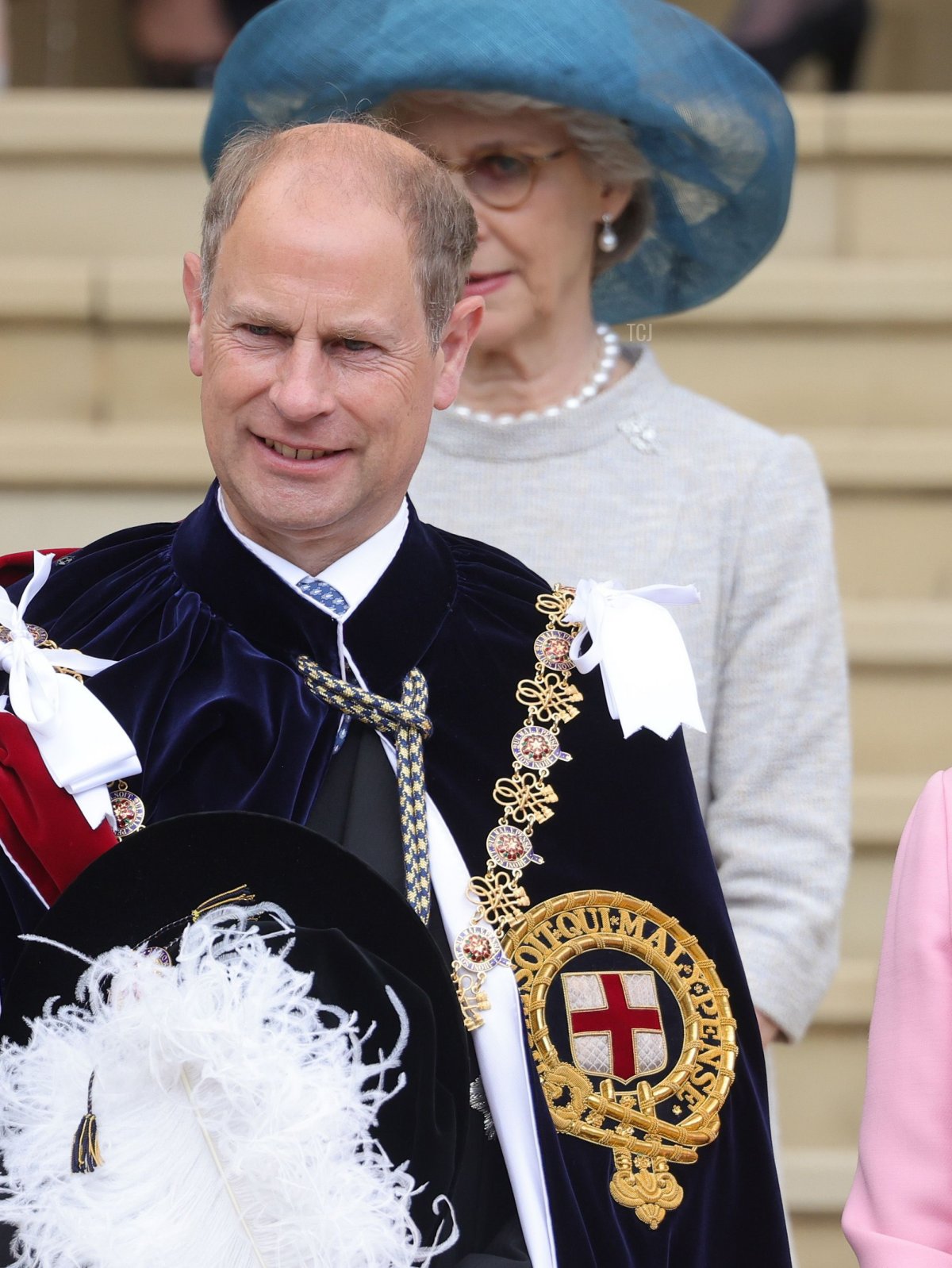 The Earl of Wessex and the Duchess of Gloucester attend the Order Of The Garter Service at St George's Chapel on June 13, 2022 in Windsor, England