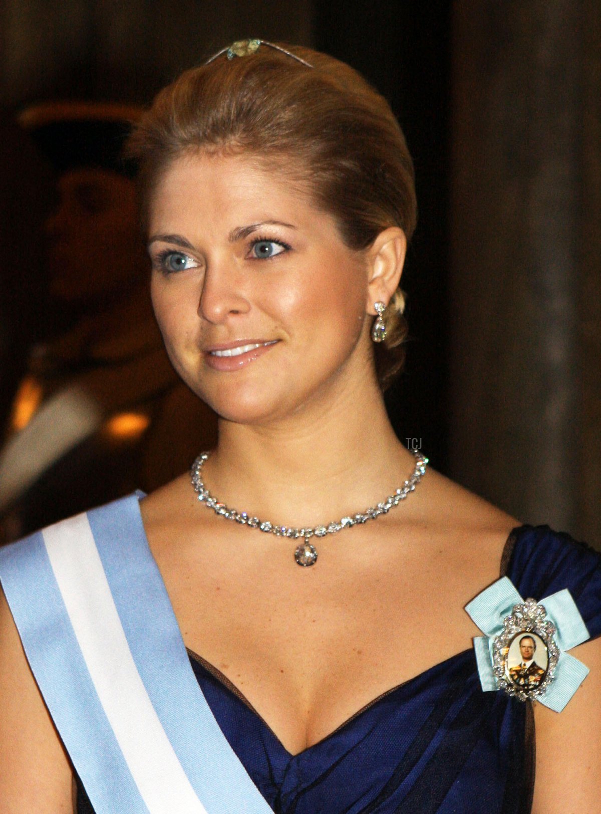 Princess Madeleine of Sweden arrives for a gala dinner during a visit of Romanian president Traian Basescu in Stockholm, Sweden, 11 March 2008