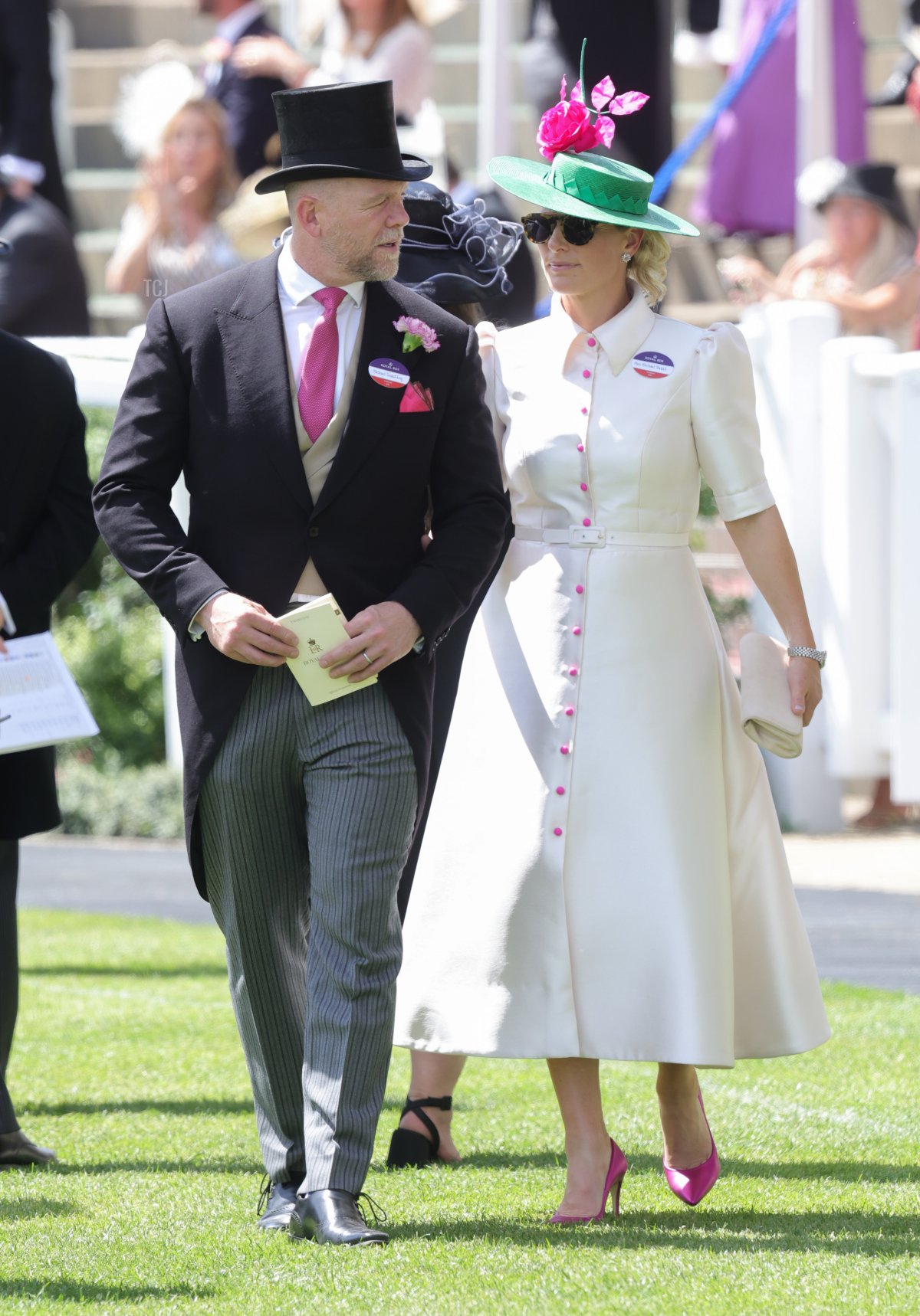 Mike Tindall and Zara Phillips in the parade ring during Royal Ascot 2022 at Ascot Racecourse on June 16, 2022 in Ascot, England
