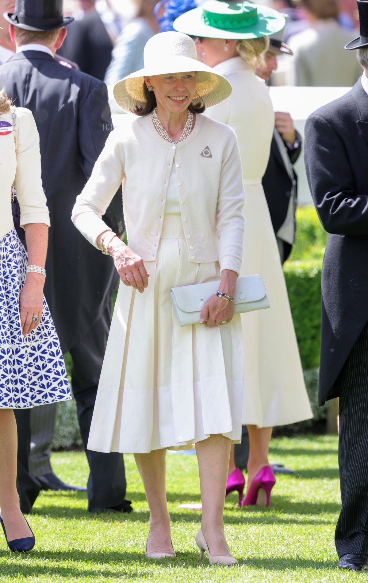Lady Sarah Chatto smiles in the parade ring during Royal Ascot 2022 at Ascot Racecourse on June 16, 2022 in Ascot, England