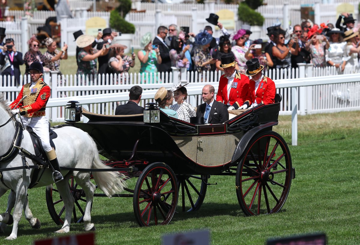 Catherine, Duchess of Cambridge, and Prince William, Duke of Cambridge arrive on day four of Royal Ascot 2022 at Ascot Racecourse on June 17, 2022 in Ascot, England