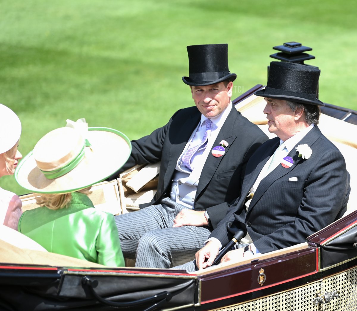 Duchess of Bedford, Lindsey Wallace, The Duke of Bedford and Peter Phillips in the Royal procession during Royal Ascot 2022 at Ascot Racecourse on June 17, 2022 in Ascot, England