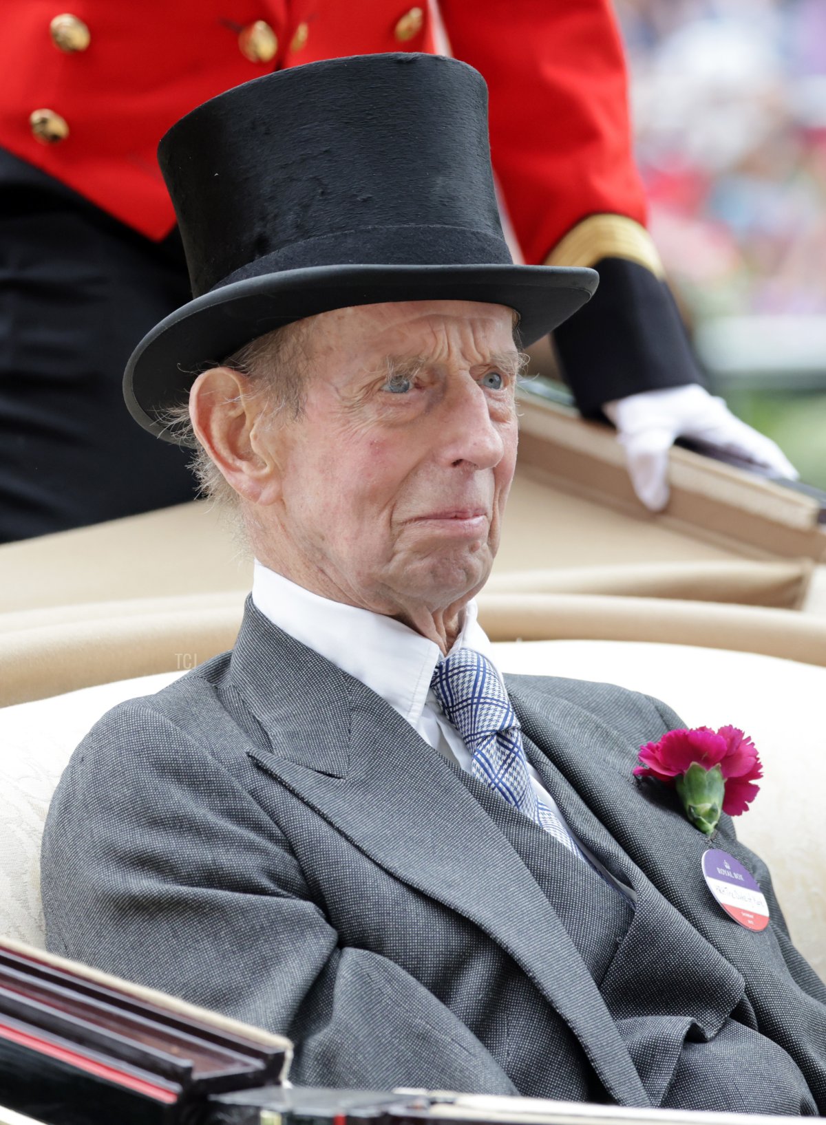 Prince Edward, Duke of Kent arrives into the parade ring on the royal carriage during Royal Ascot 2022 at Ascot Racecourse on June 18, 2022 in Ascot, England