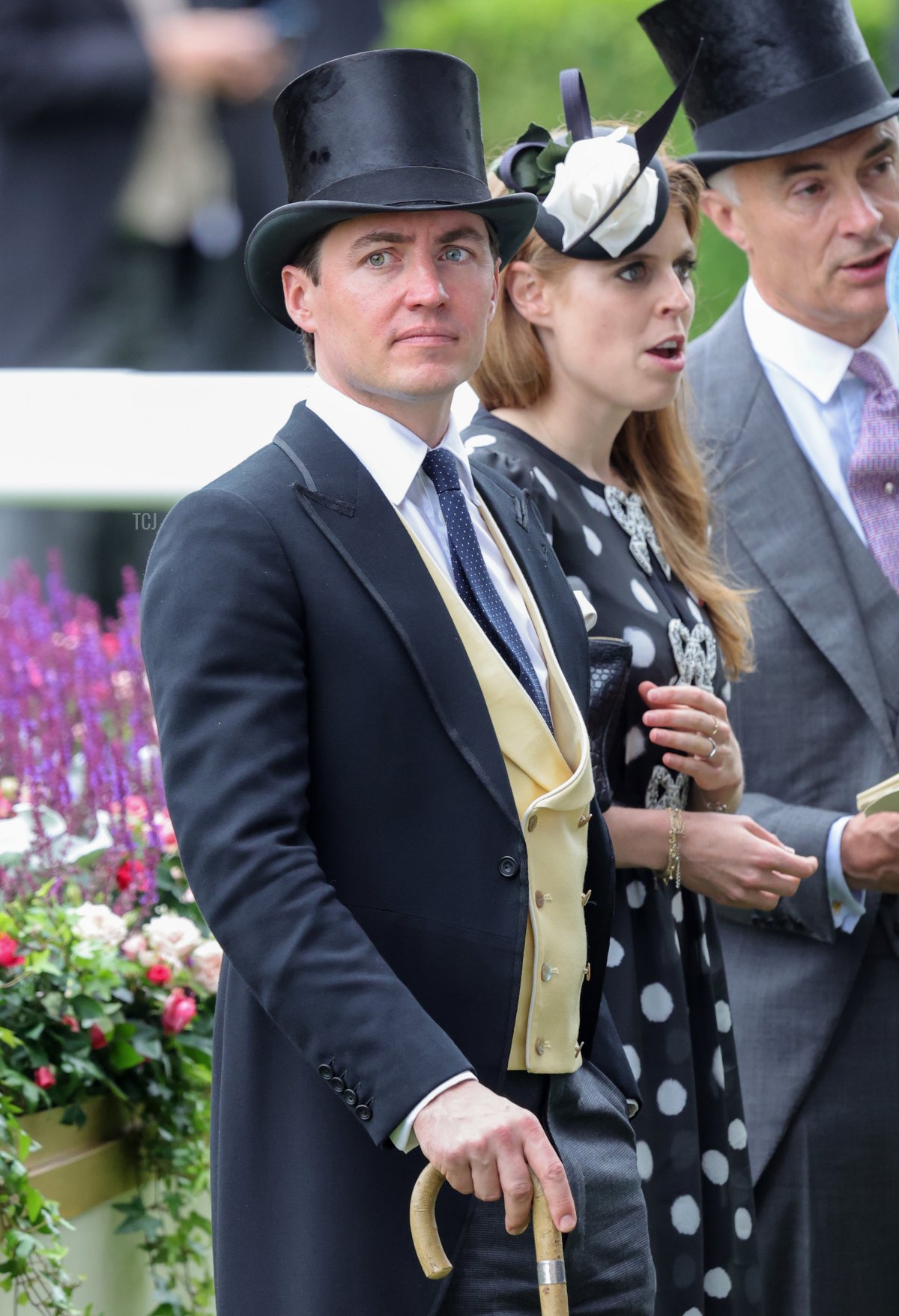 Edoardo Mapelli Mozzi and Princess Beatrice of York arrive into the parade ring as they attend Royal Ascot 2022 at Ascot Racecourse on June 18, 2022 in Ascot, England