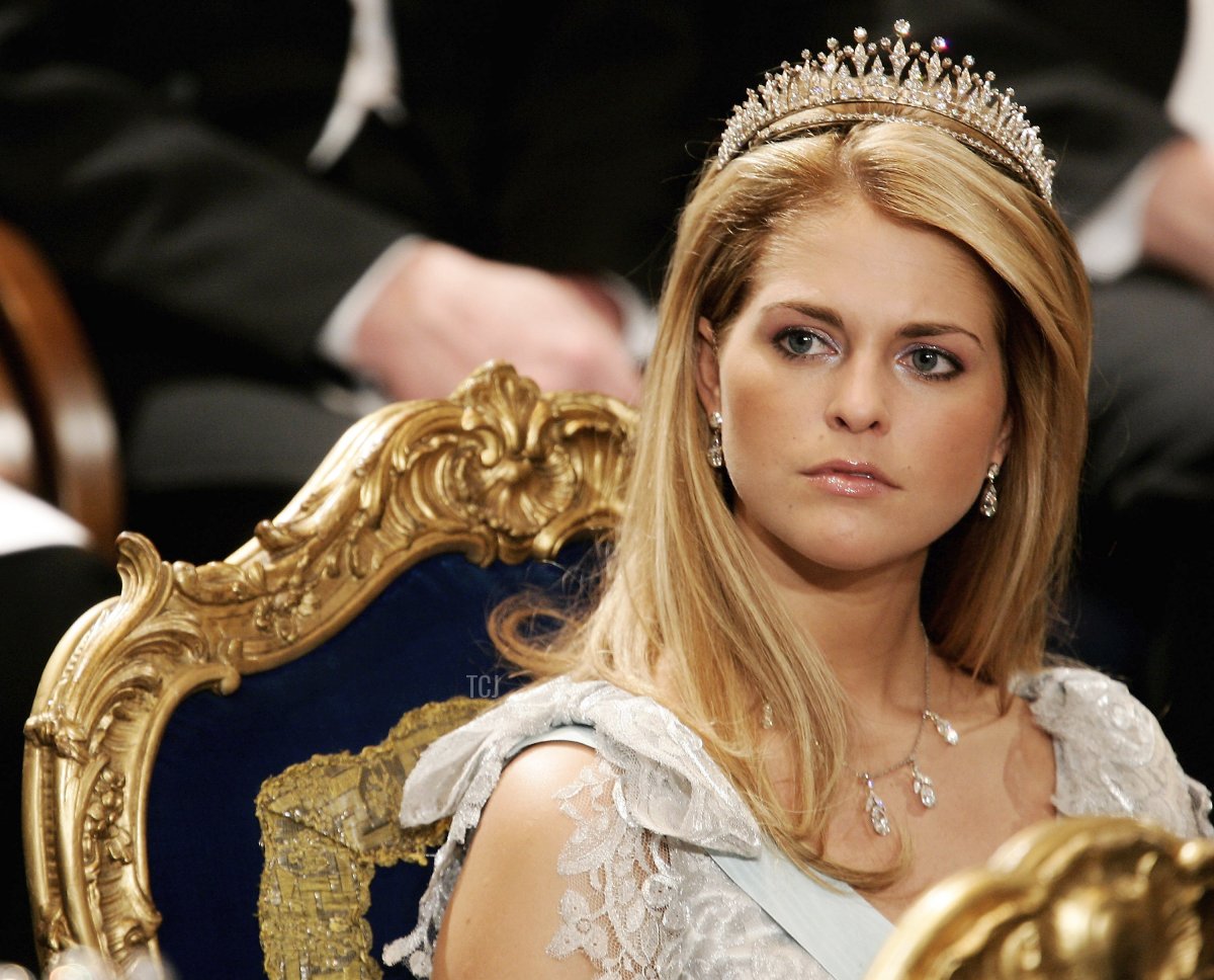 Princess Madeleine of Sweden attends the Nobel Foundation Prize 2005 at the Concert Hall on December 10, 2005 in Stockholm, Sweden