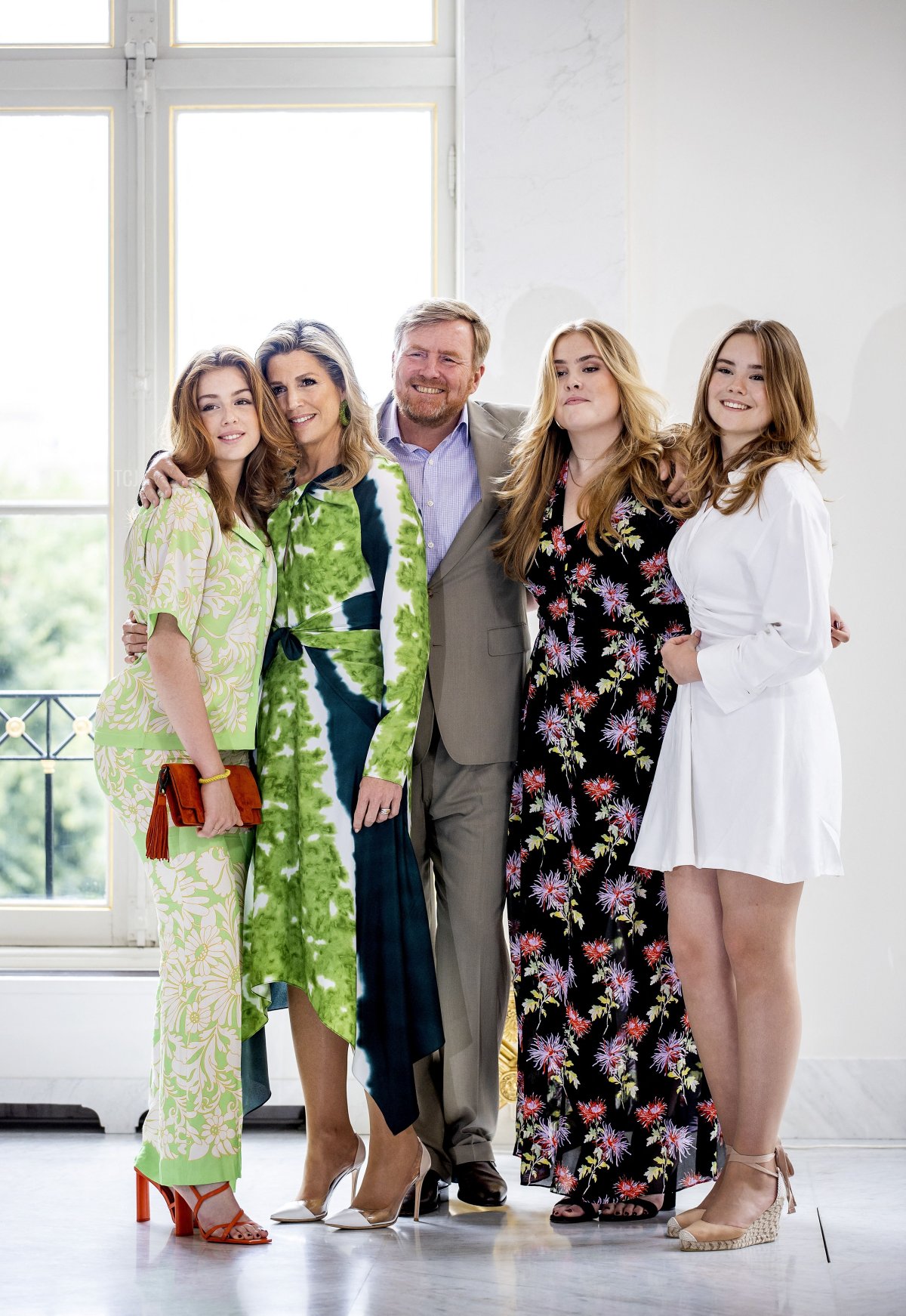 Princess Alexia, Queen Maxima of the Netherlands, Netherlands' King Willem-Alexander, Princess Amalia and Princess Alexia pose during a photo session at the Noordeinde Palace in The Hague, on June 24, 2022