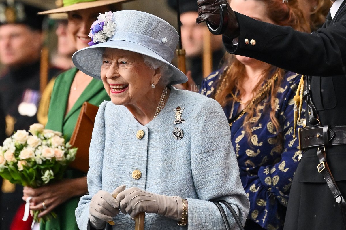Queen Elizabeth II during the traditional Ceremony of the Keys at Holyroodhouse on June 27, 2022 in Edinburgh, Scotland