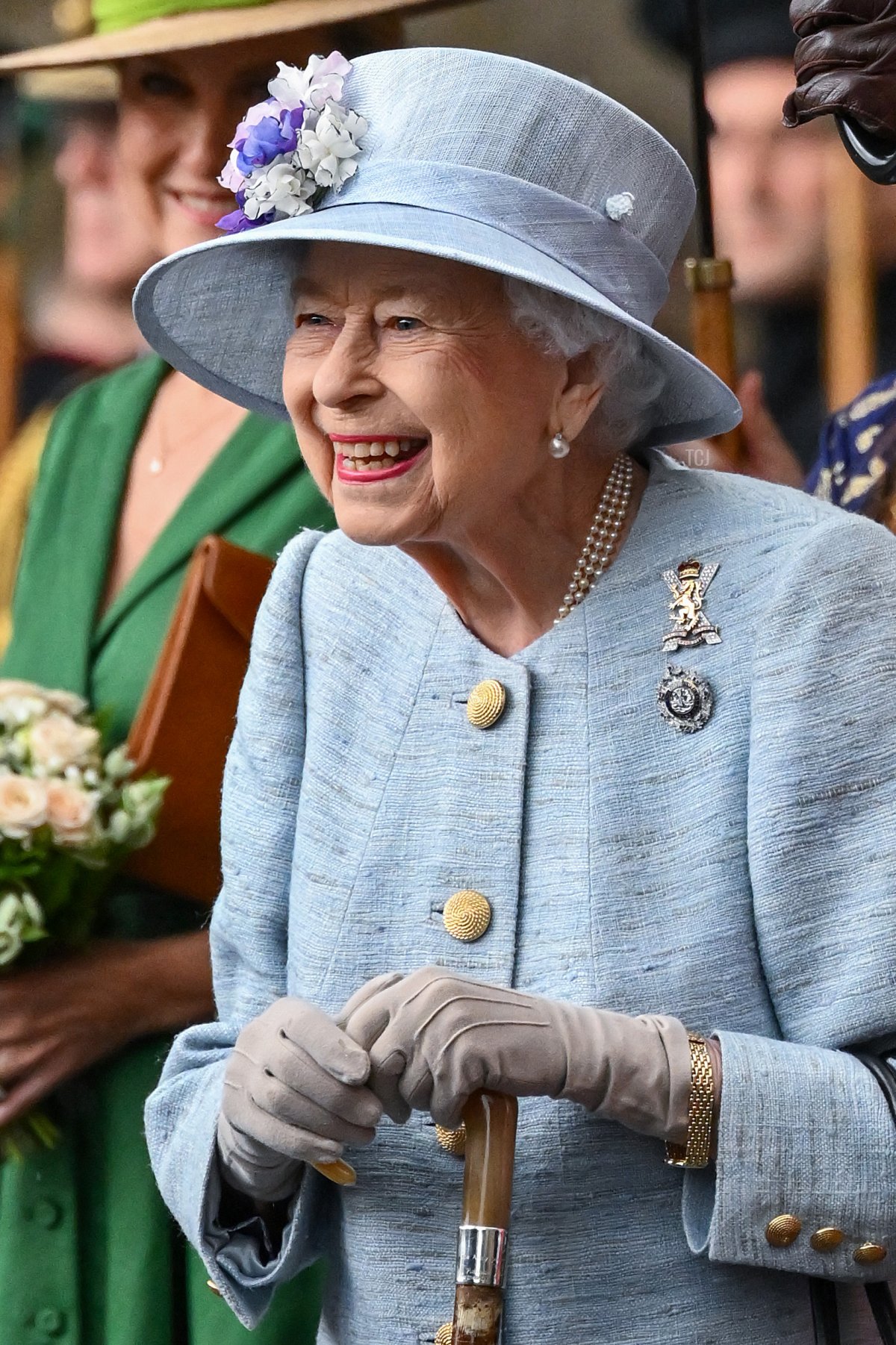 Queen Elizabeth II during the traditional Ceremony of the Keys at Holyroodhouse on June 27, 2022 in Edinburgh, Scotland