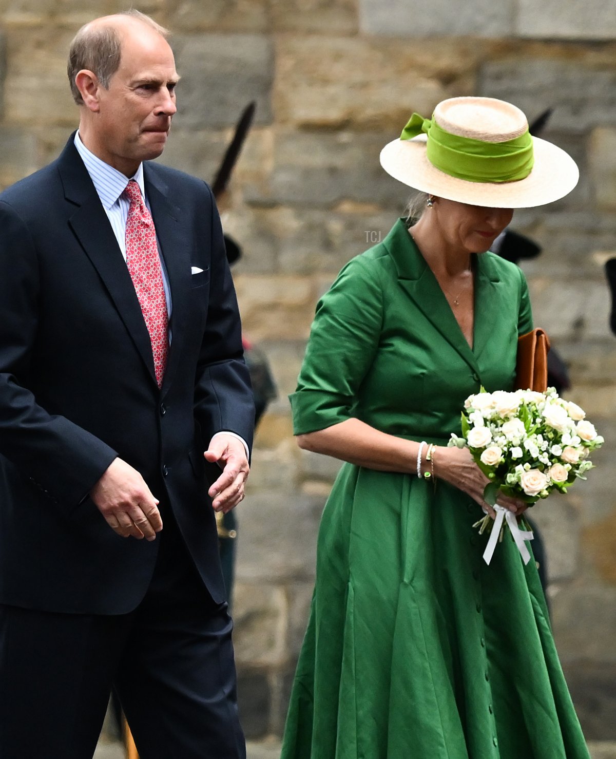 Sophie, Countess of Wessex, Prince Edward and Queen Elizabeth II during the traditional Ceremony of the Keys at Holyroodhouse on June 27, 2022 in Edinburgh, Scotland
