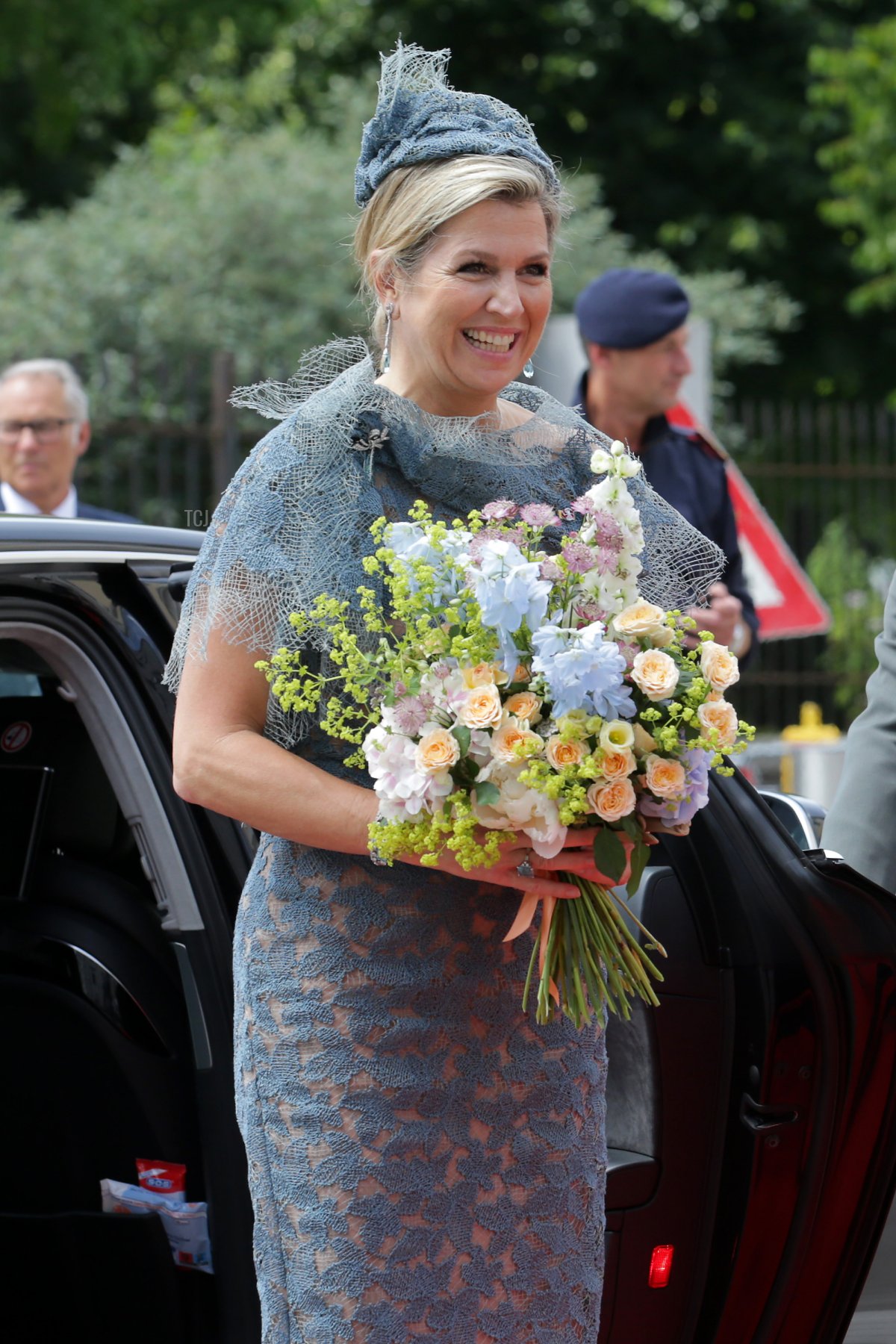 Queen Maxima of The Netherlands arrives at the Austrian chancellery on June 28, 2022 in Vienna, Austria