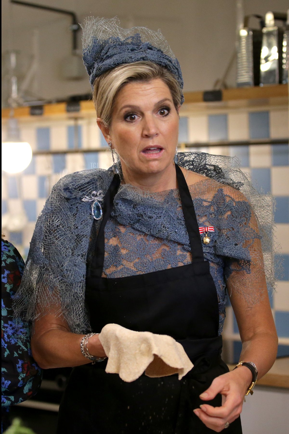 Queen Maxima of The Netherlands cooks during a visit of the community cooking project at Brotfabrik on June 28, 2022 in Vienna, Austria
