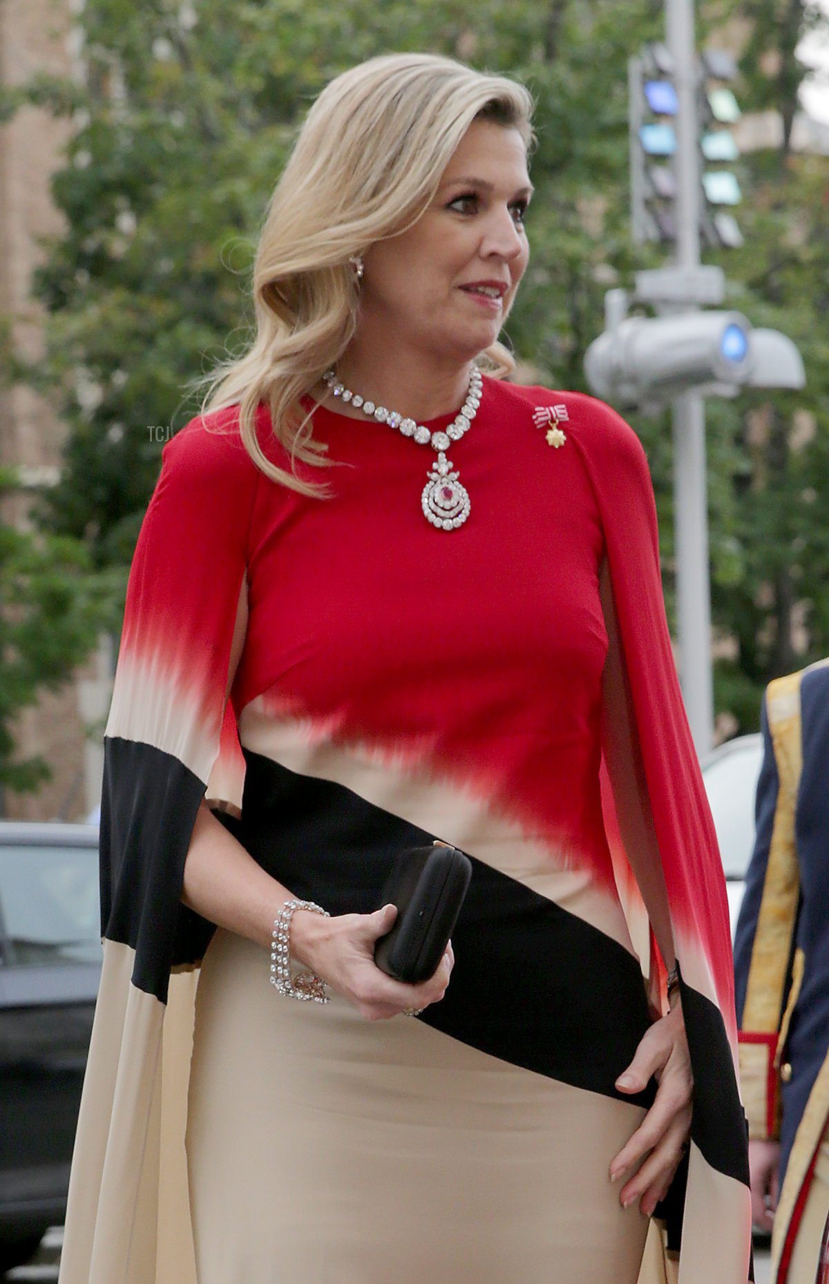 Queen Maxima of The Netherlands arrive for a meeting with the Dutch chamber choir at Konzerthaus concert hall on June 28, 2022 in Vienna, Austria
