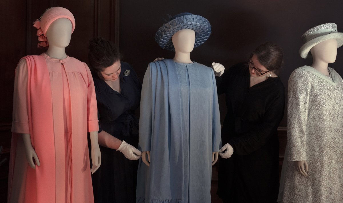 The Queen's Platinum Jubilee outfits go on display for the first time at the Palace of Holyroodhouse, Edinburgh