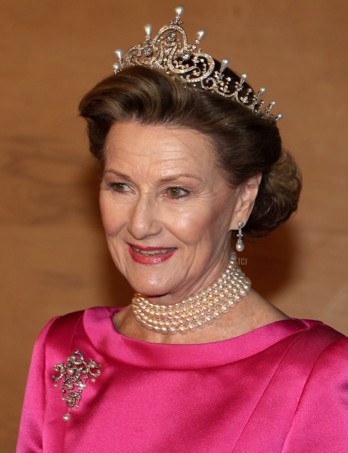 Queen Sonja of Norway arrives for a Gala Performance at the DR Concert Hall to celebrate Queen Margrethe II of Denmark's 40 years on the throne at City Hall on January 14, 2012 in Copenhagen, Denmark