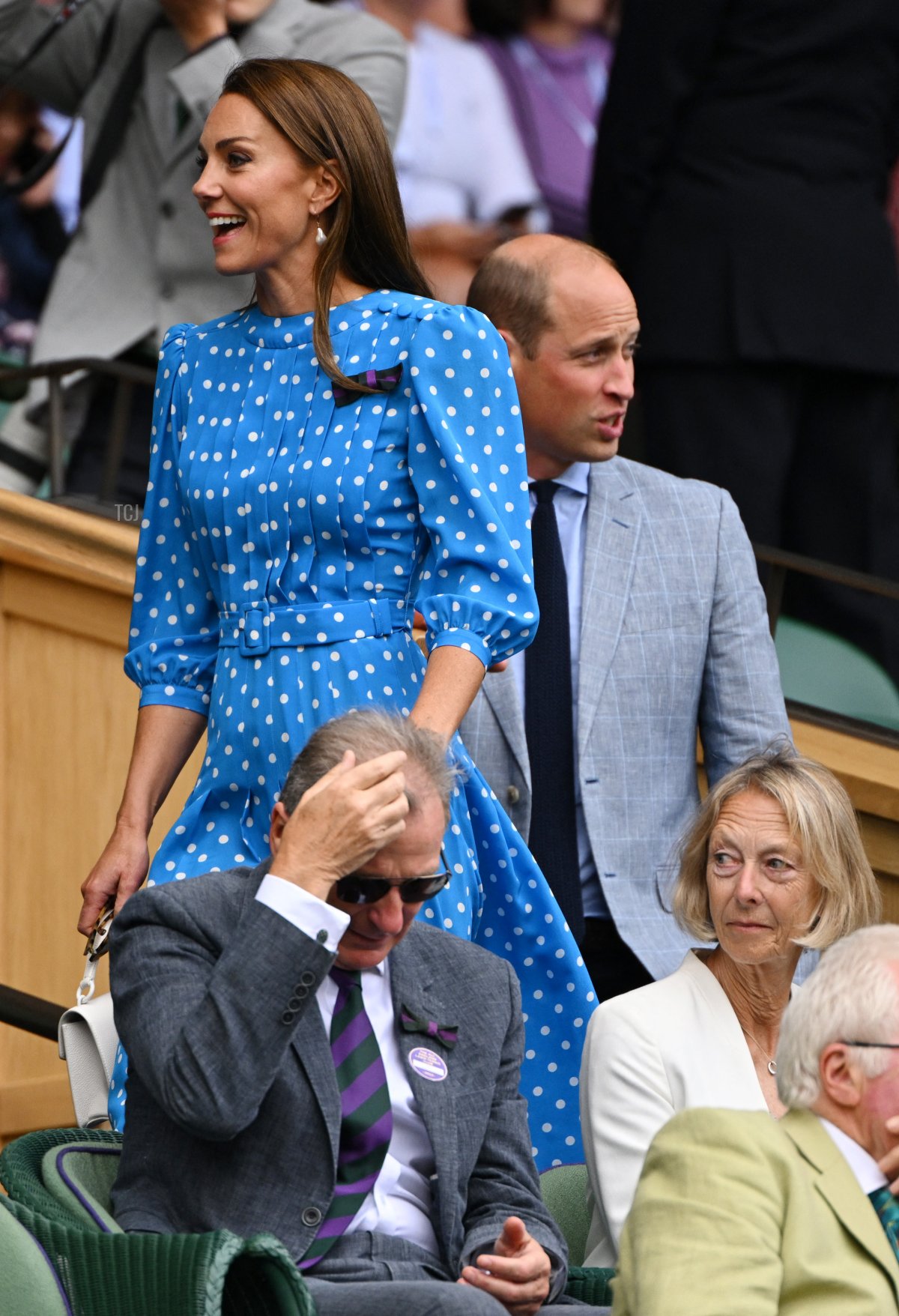 Britain's Catherine, Duchess of Cambridge (L) and Britain's Prince William, Duke of Cambridge, arrive at the Royal Box at the Centre court prior to the start of the men's singles quarter final tennis match between Serbia's Novak Djokovic and Italy's Jannik Sinner on the ninth day of the 2022 Wimbledon Championships at The All England Tennis Club in Wimbledon, southwest London, on July 5, 2022