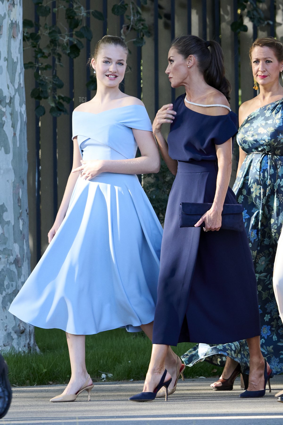Queen Letizia of Spain (R) and Crown Princess Leonor of Spain (L) and Princess Sofia of Spain attend the 'Princesa de Girona' Foundation 2022 awards at the Agbar Foundation on July 04, 2022 in Barcelona, Spain