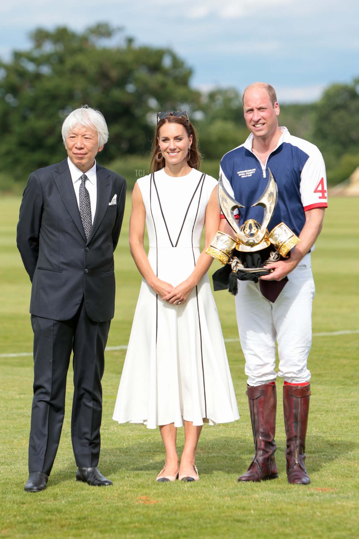 Prince William, Duke of Cambridge and Catherine, Duchess of Cambridge attend the Royal Charity Polo Cup 2022 presentationat Guards Polo Club on July 06, 2022 in Egham, England