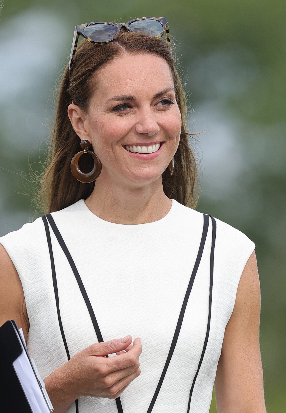 Catherine, Duchess of Cambridge attends the prize giving after the Royal Charity Polo Cup 2022 at Guards Polo Club during the Outsourcing Inc. Royal Polo Cup at Guards Polo Club, Flemish Farm on July 06, 2022 in Windsor, England