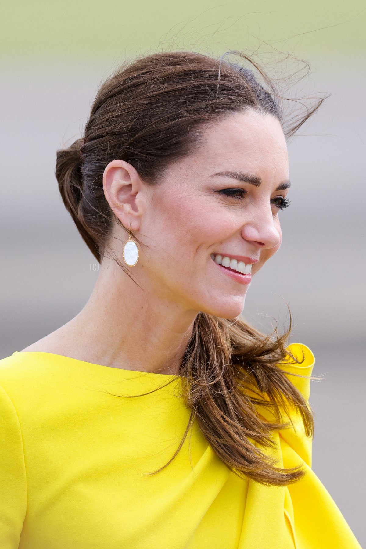 Catherine, Duchess of Cambridge during the official arrival at Norman Manley International Airport on March 22, 2022 in Kingston, Jamaica