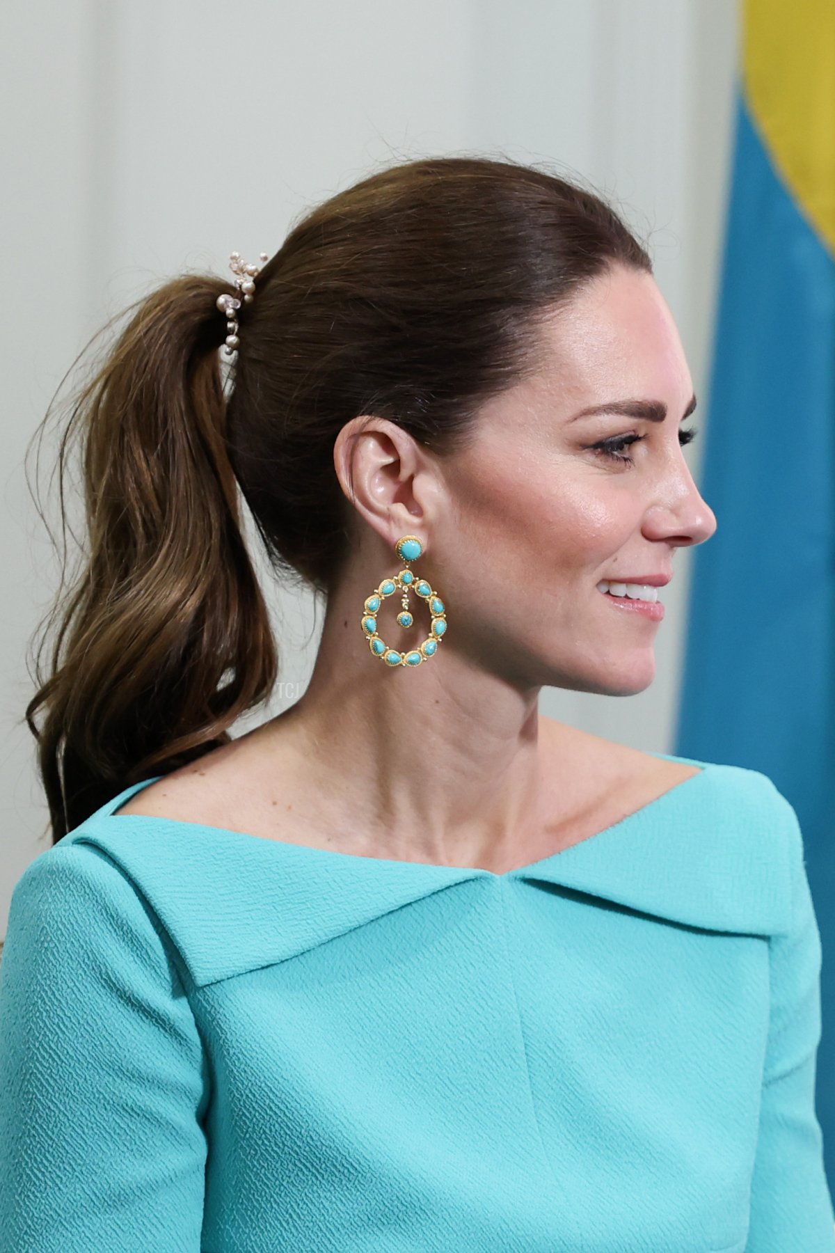 Catherine Duchess of Cambridge attends a meeting with the Prime Minister of The Bahamas, Philip Davis on March 24th, 2022 at his office in Nassau, The Bahamas