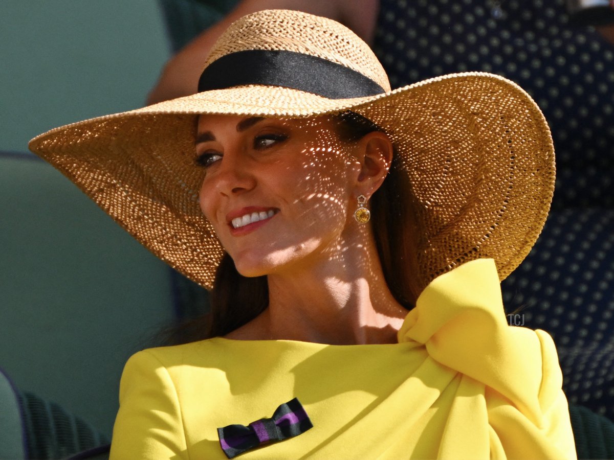 Britain's Catherine, Duchess of Cambridge, attends the men's doubles final tennis match between Croatia's Nikola Mektic and Croatia's Mate Pavic against Australia's Matthew Ebden and Australia's Max Purcell, on the thirteenth day of the 2022 Wimbledon Championships at The All England Tennis Club in Wimbledon, southwest London, on July 9, 2022