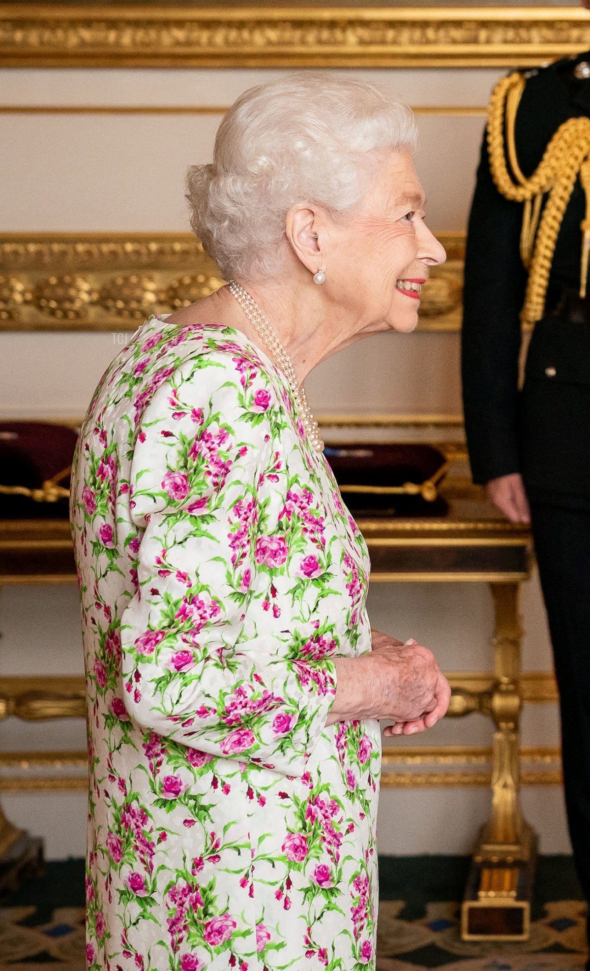 Britain's Queen Elizabeth II presents the George Cross to NHS England CEO Amanda Pritchard (R), and May Parsons, Modern Matron at University Hospital Coventry and Warkwickshire, representatives of Britain's National Health Service (NHS), during an Audience at Windsor Castle, west of London on July 12, 2022