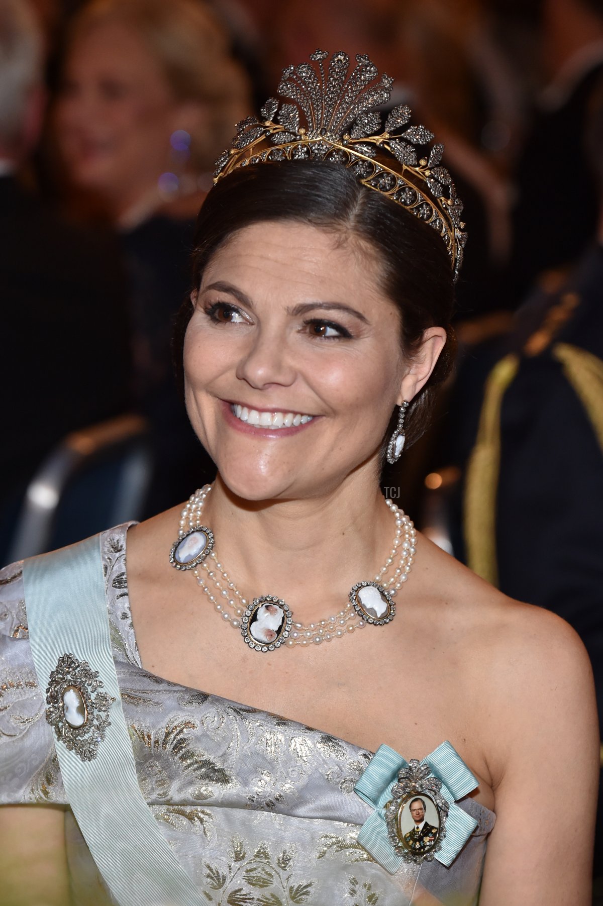 Crown Princess Victoria of Sweden attends the Nobel Prize Banquet 2015 at City Hall on December 10, 2016 in Stockholm, Sweden