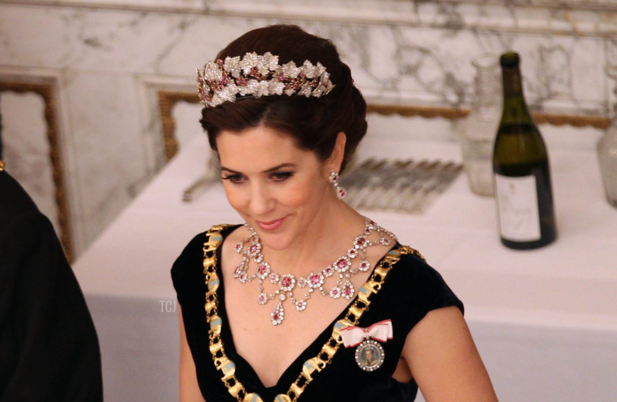 Crown Princess Mary of Denmark attends a Gala Dinner to celebrate Queen Margrethe II of Denmark's 40 years on the throne at Christiansborg Palace Chapel on January 15, 2012 in Copenhagen, Denmark