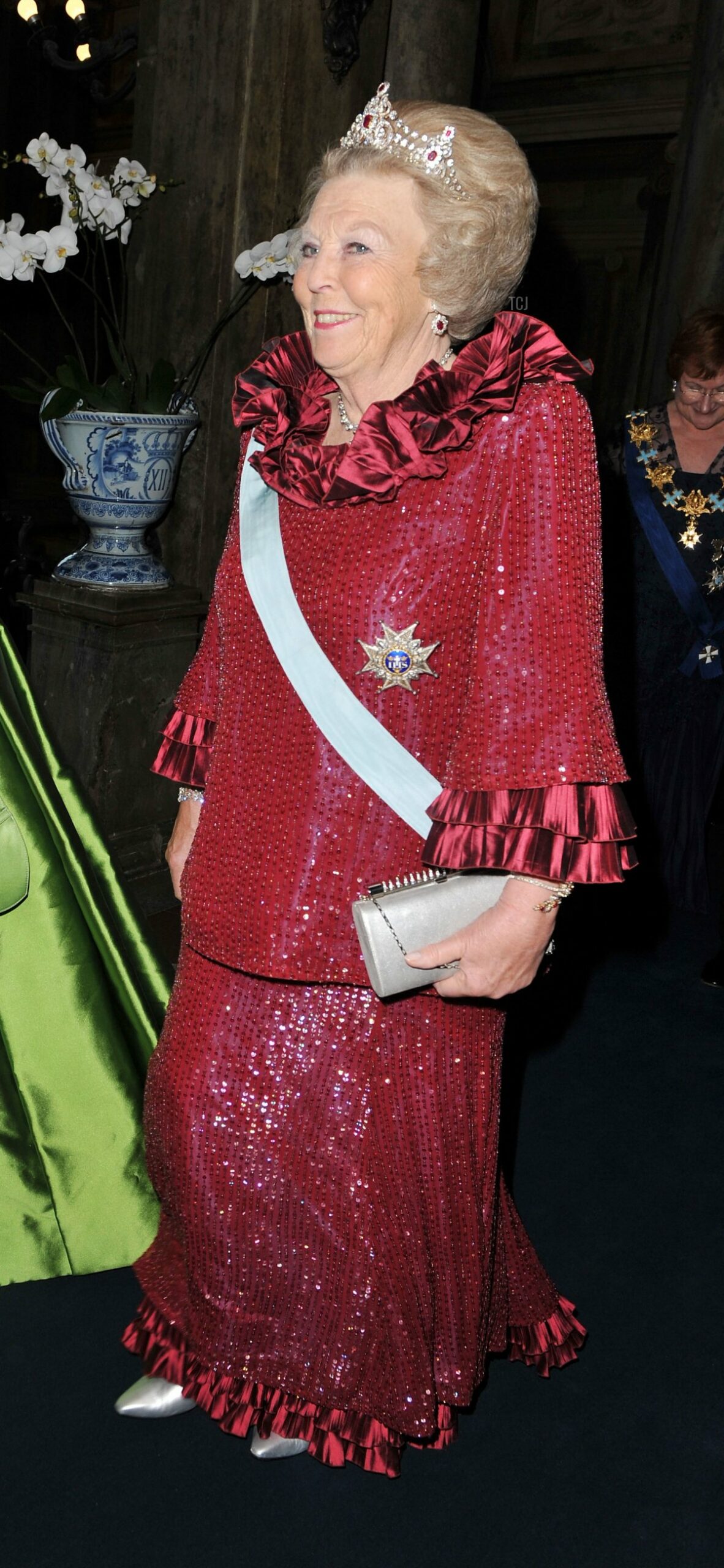 Queen Margarethe II of Denmark and Queen Beatrix of The Netherlands attend the Wedding Banquet for Crown Princess Victoria of Sweden and her husband prince Daniel at the Royal Palace on June 19, 2010 in Stockholm, Sweden
