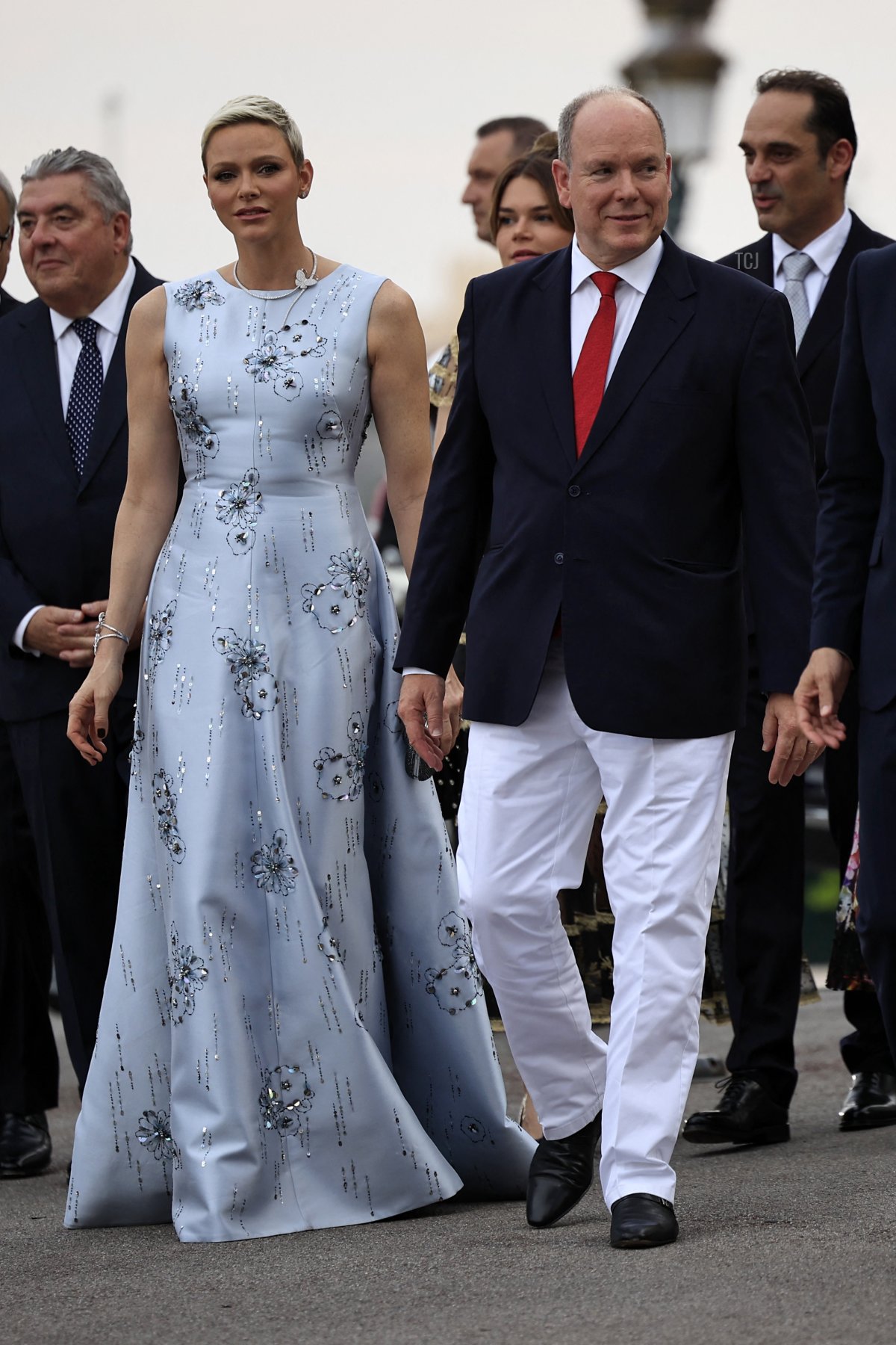 Prince Albert II of Monaco and Princess Charlene of Monaco arrive for the 73rd edition of the Red Cross Gala at the Casino in Monte Carlo on July 18, 2022