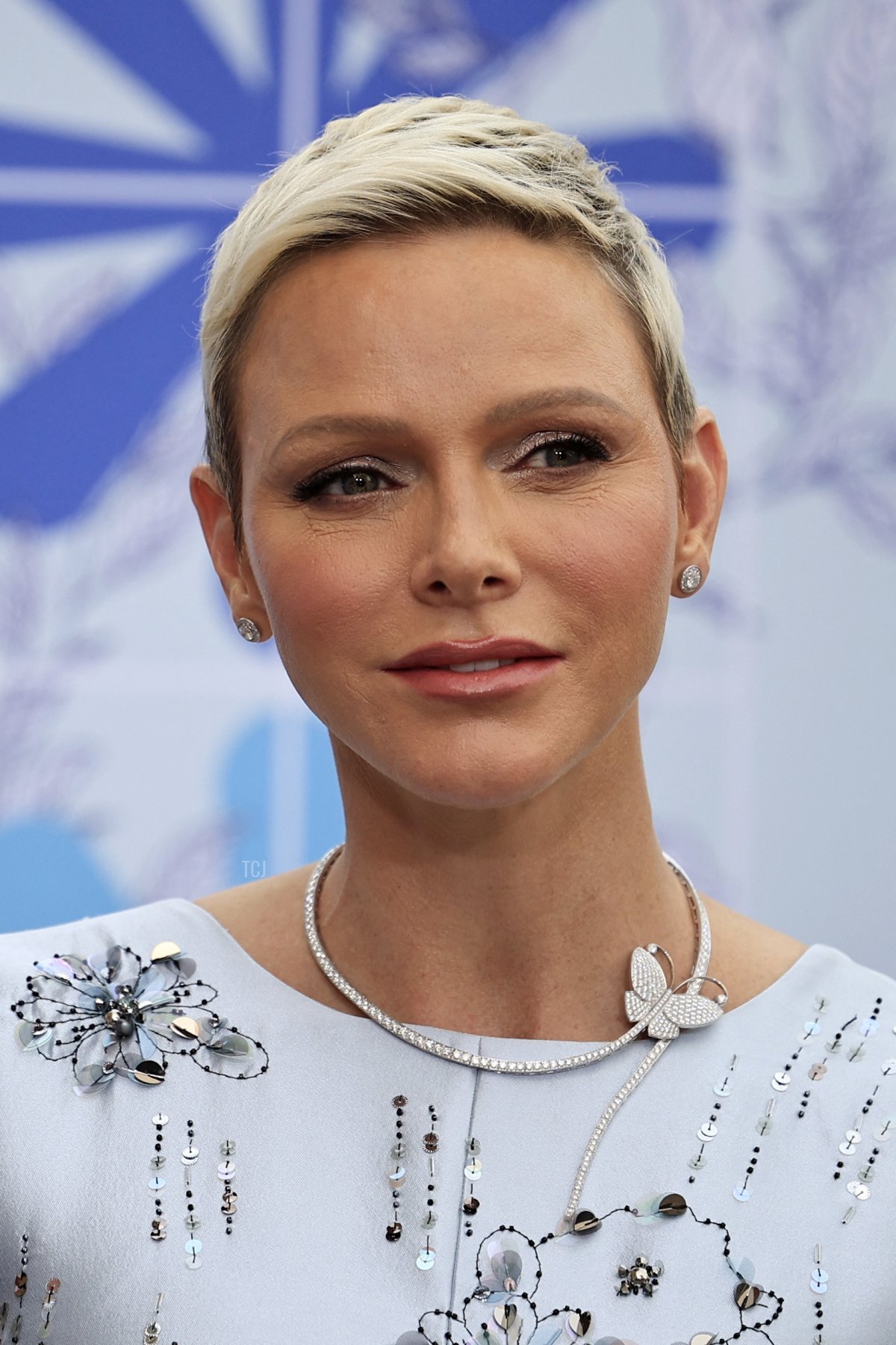 Princess Charlene of Monaco poses upon her arrival for the 73rd edition of the Red Cross Gala at the Casino in Monte Carlo on July 18, 2022