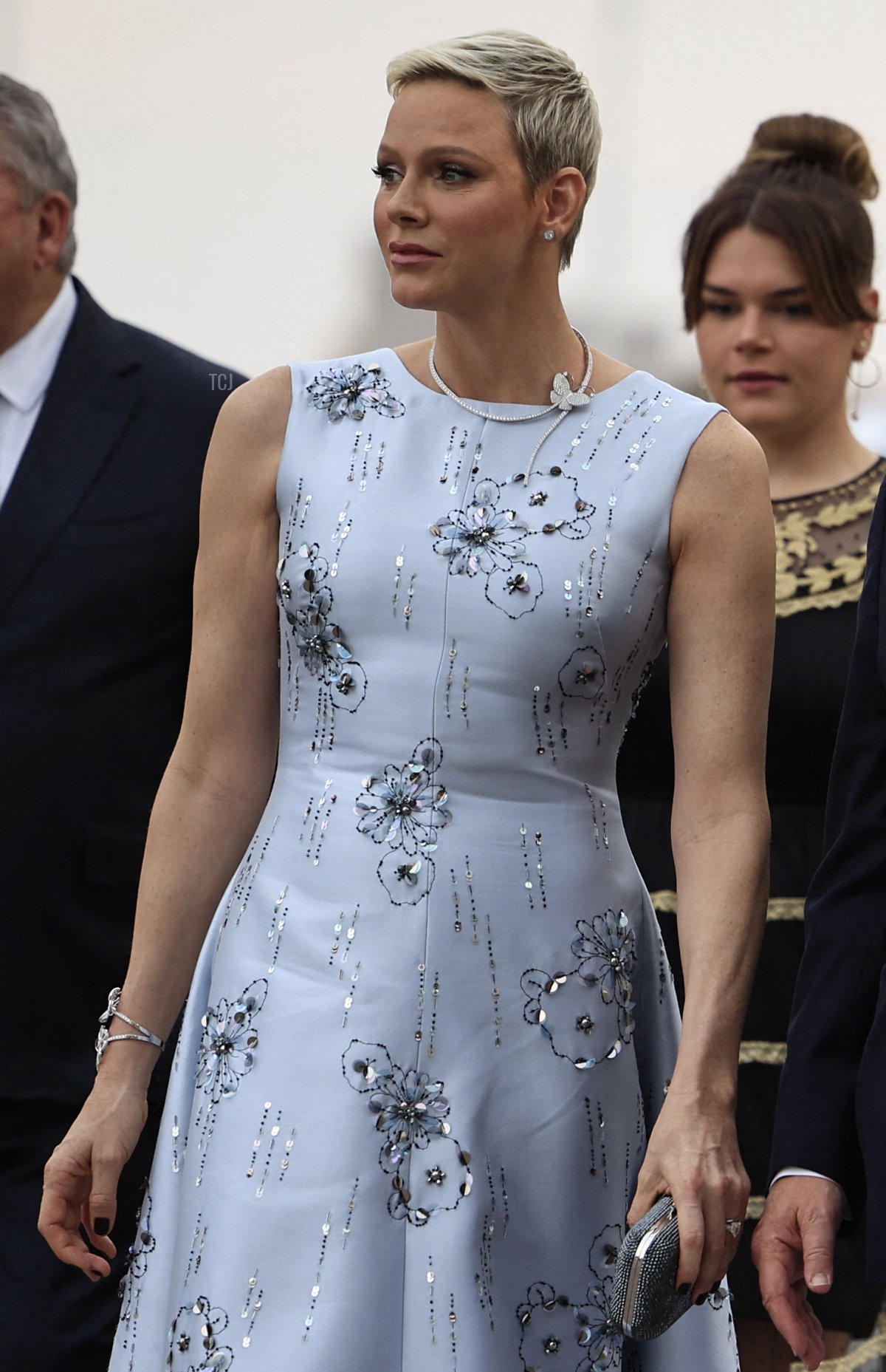 Princess Charlene of Monaco poses upon her arrival for the 73rd edition of the Red Cross Gala at the Casino in Monte Carlo on July 18, 2022