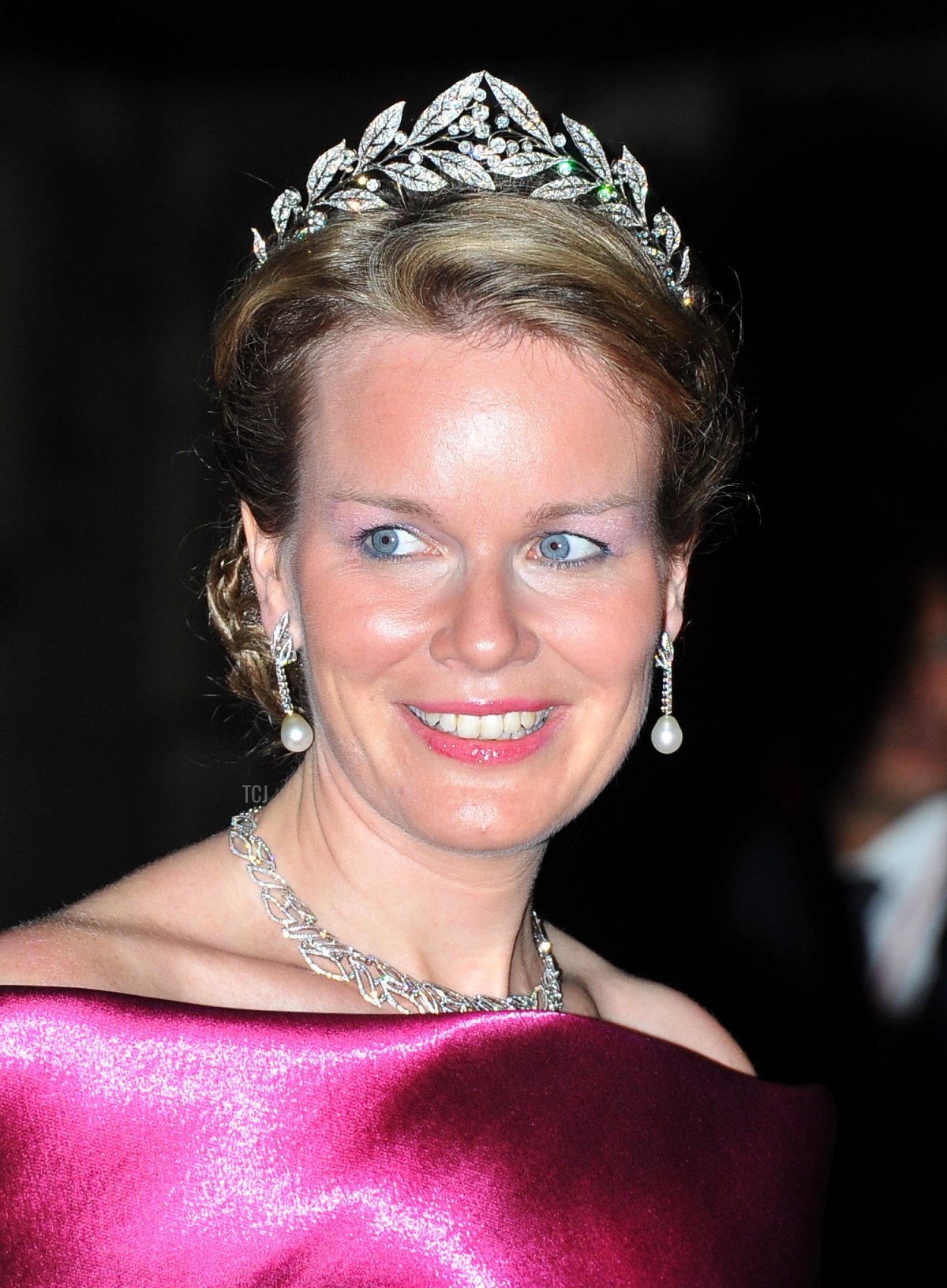 Crown Princess Mathilde attends a dinner at Opera terraces after the religious wedding ceremony on July 2, 2011 in Monaco