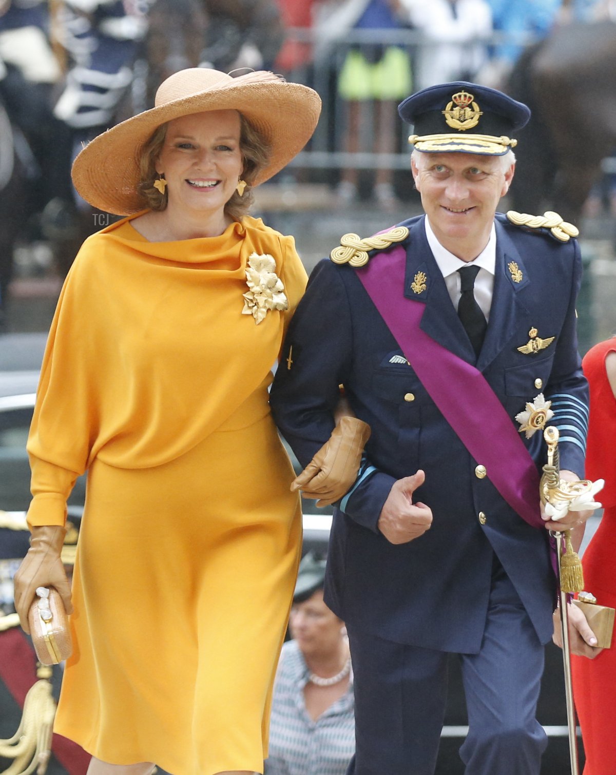 The Belgium's royal family, Prince Gabriel, Queen Mathilde of Belgium, King Philippe - Filip of Belgium, Crown Princess Elisabeth and Prince Emmanuel arrive for the Te Deum mass, on the occasion of the Belgian National Day, at the Saint Michael and Saint Gudula Cathedral (Cathedrale des Saints Michel et Gudule / Sint-Michiels- en Sint-Goedele kathedraal) in Brussels, on July 21, 2022