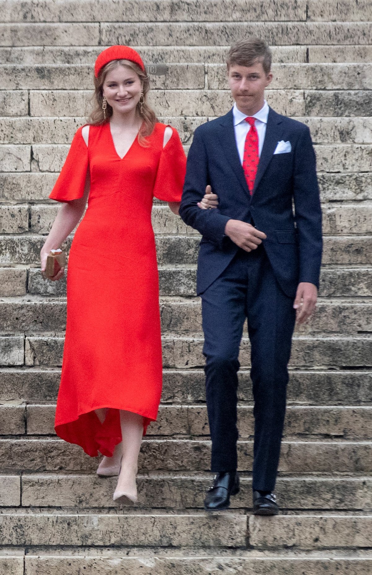 The Belgium's royal family, Prince Gabriel, Queen Mathilde of Belgium, King Philippe - Filip of Belgium, Crown Princess Elisabeth and Prince Emmanuel arrive for the Te Deum mass, on the occasion of the Belgian National Day, at the Saint Michael and Saint Gudula Cathedral (Cathedrale des Saints Michel et Gudule / Sint-Michiels- en Sint-Goedele kathedraal) in Brussels, on July 21, 2022